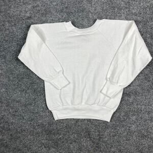 Vintage Signal Sweatshirt Kids M White Blank USA Crewneck 90s Pullover